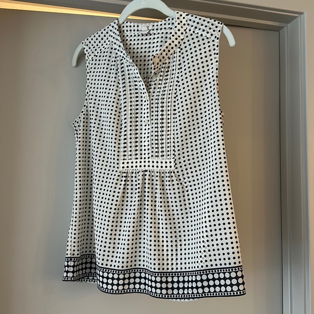 j crew blouse size 6, cream and navy